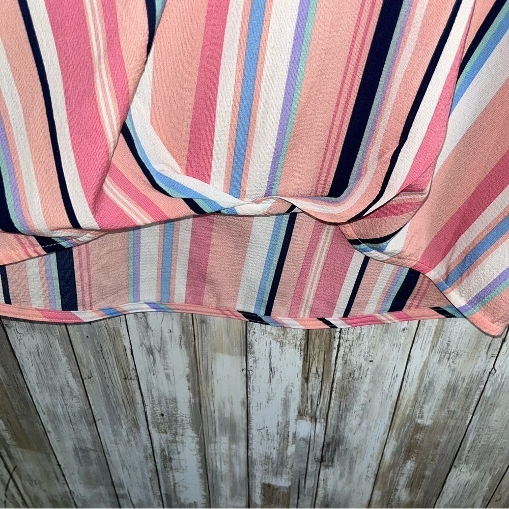 Umgee Pink Striped Round Neck Blouse - Picture 4 of 6